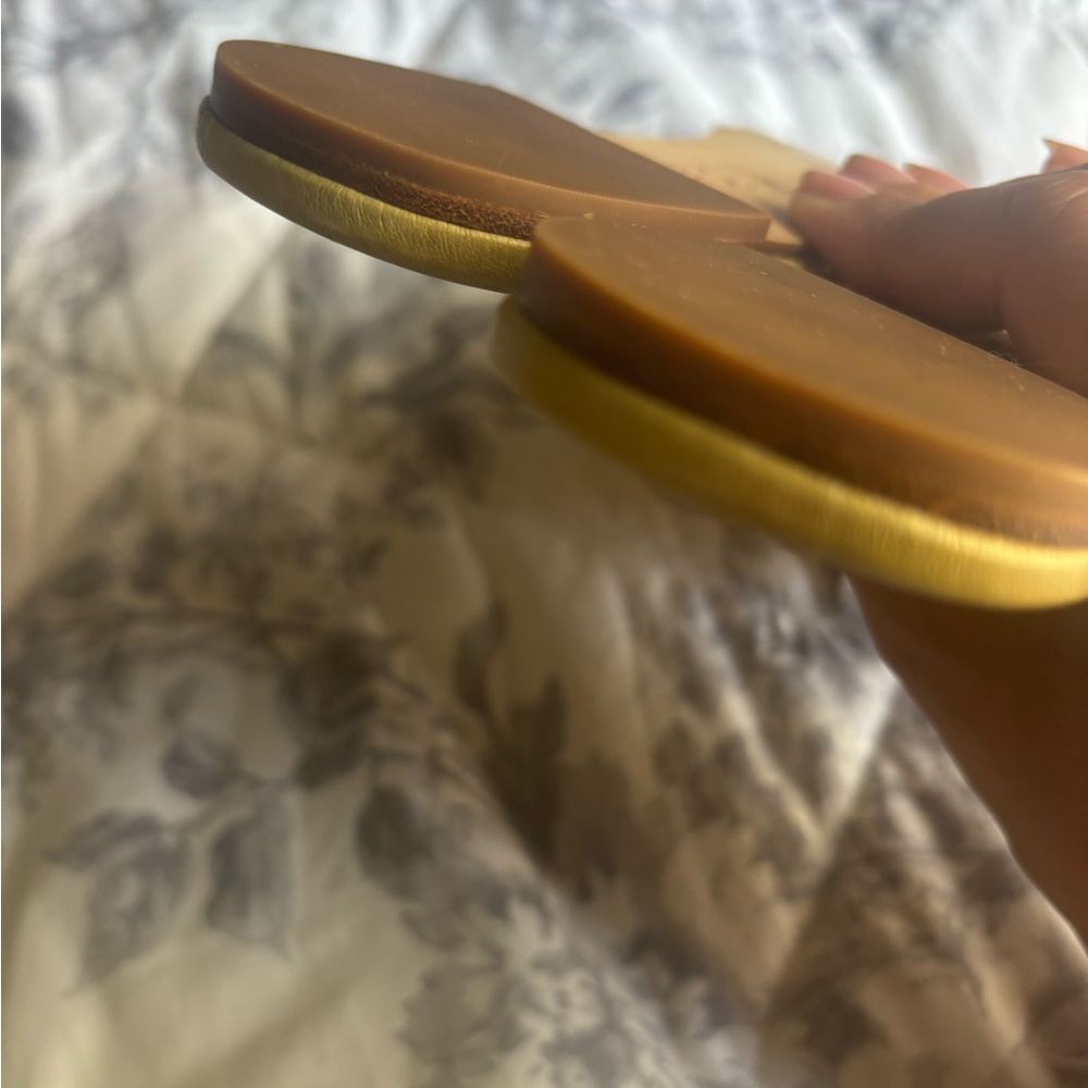 Tory Burch Pato Olive & Gold Disk Sandals - Picture 9 of 11